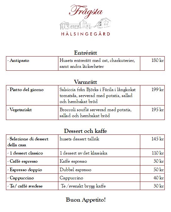 2025 VÅR MENU LUNCH
